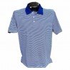 Camiseta de golf golfco rayas azul y blanco poliester expandex transpirable