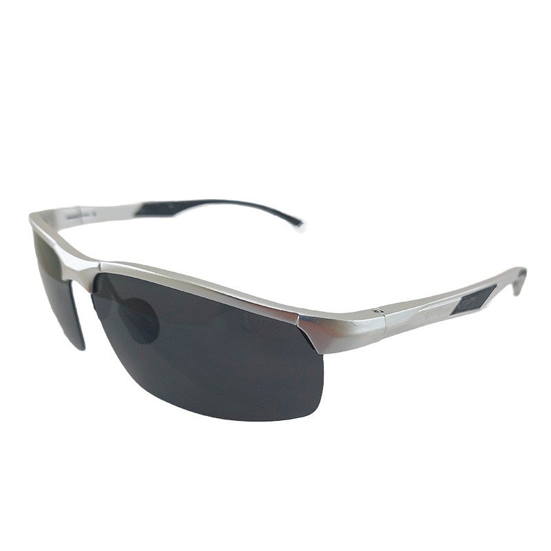 Gafas de sol golfco, plateadas, lentes polarizados, marco metálico aluminio y magnesio