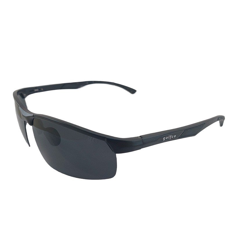 Gafas de sol golfco, negras, lentes polarizados, marco metálico aluminio y magnesio