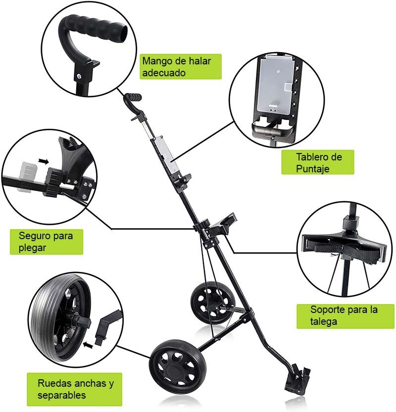 Carrito de golf WeGuard Dos ruedas para talega de golf aluminio